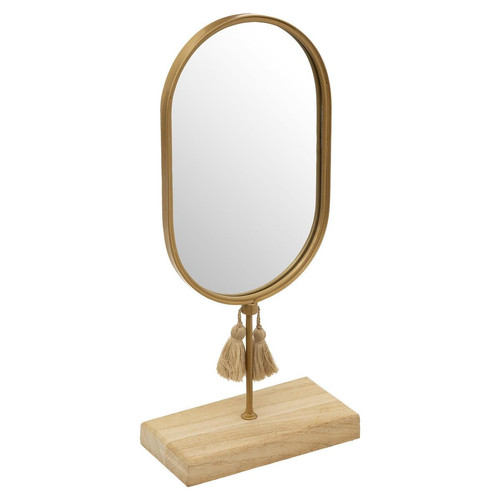 3S. x Home - Miroir "Rivi", métal et bois, doré, H35 cm - La Déco Design