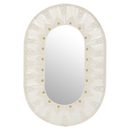 3S. x Home - Miroir "Romeo", métal et coton, blanc, 60x90 cm - Miroirs Design