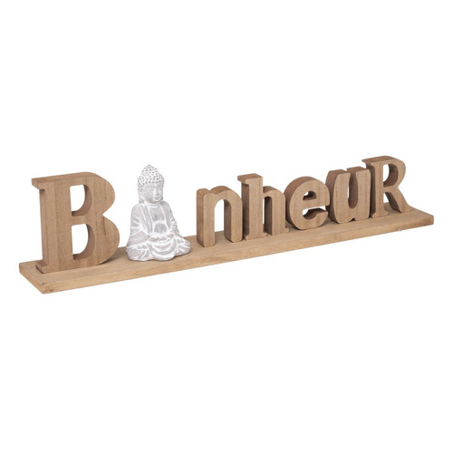 3S. x Home - Mot Bouddha 52x8x11,5 en panneau de bois MDF - Statue Et Figurine Design