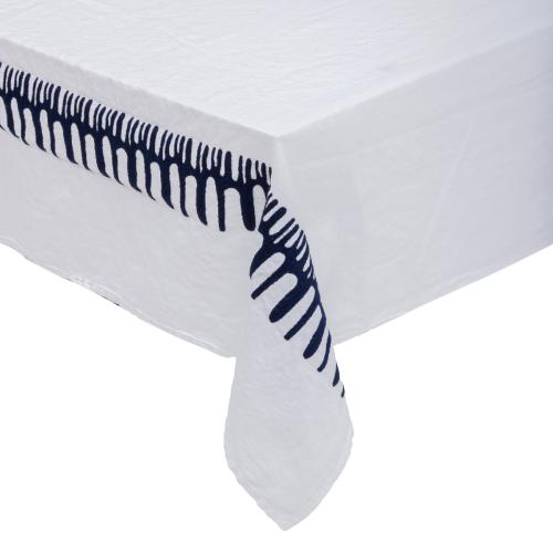 3S. x Home - Nappe broderie en coton et lin blanc - Linge de table