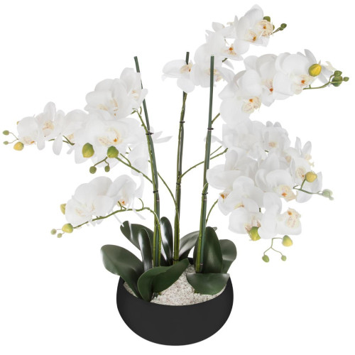 3S. x Home - Orchidée pot céramique noir H65 - Plante artificielle