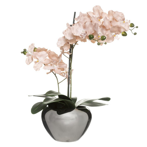 3S. x Home - Orchidée Rose Pot Argent H 57 - La déco