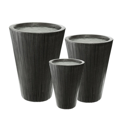 Set x 3 Pots Striés Ciment Pal Noir 3S. x Home Meuble & Déco