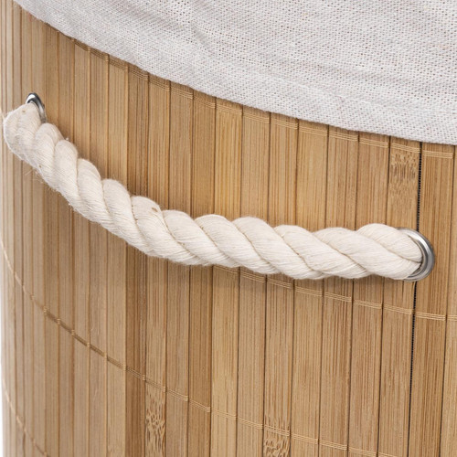 Panier à linge rond 48l en bambou Accessoires de salle de bain