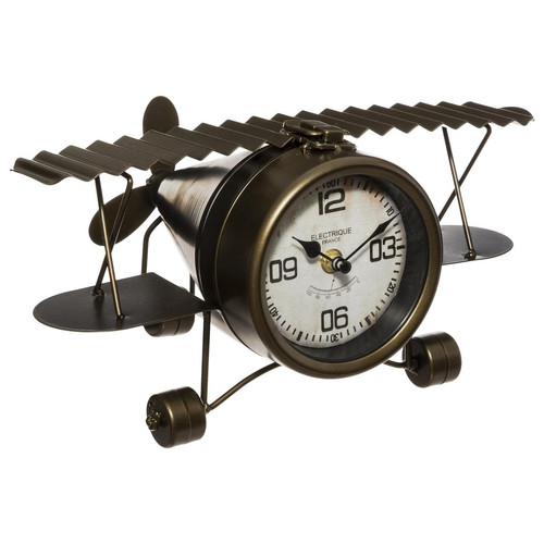 3S. x Home - Pendule à poser Avion en Métal - Horloges Design