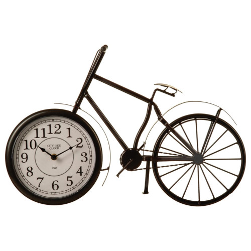 3S. x Home - Pendule à poser vélo noir D52 - Horloges Design