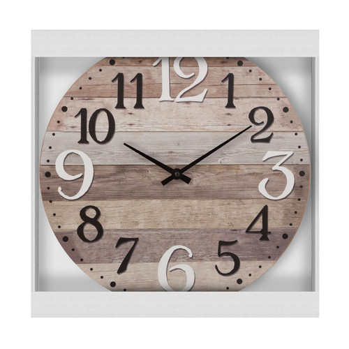 3S. x Home - Pendule en panneau de bois MDF D38cm beige - Horloges Design