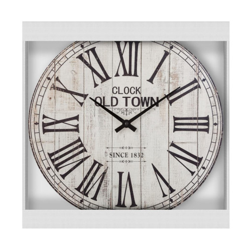 3S. x Home - Pendule en panneau de bois MDF D38cm Blanc - Horloges Design
