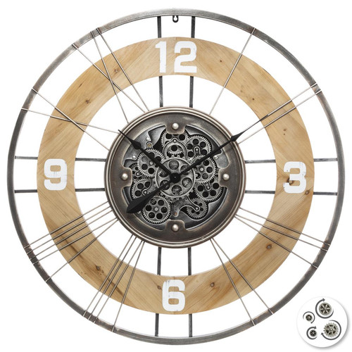 3S. x Home - Pendule mécanique Lana en Bois / Métal D90 - Horloges Design