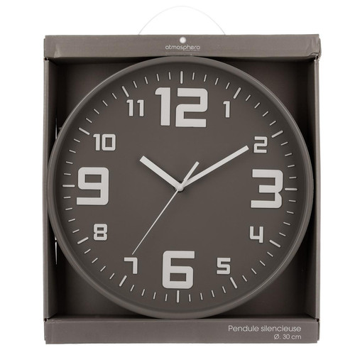 3S. x Home - Pendule plastique silencieuse grise D30 cm - Horloges Design