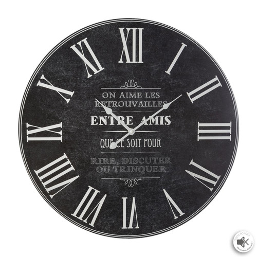 3S. x Home - Pendule rétro "Silence" en panneau de bois MDF D57cm - Horloges Design