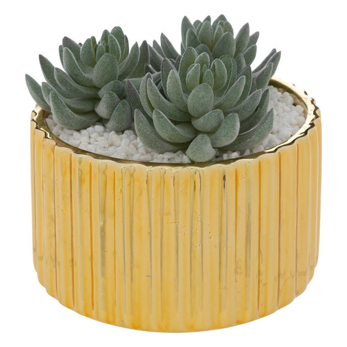 3S. x Home - Plante artificielle à poser avec pot en céramique doré "Le collectionneur"  - Objets Déco Design