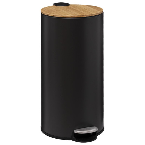 3S. x Home - Poubelle couvercle bambou 30L "Modern Color" noir  - Ustensile de cuisine