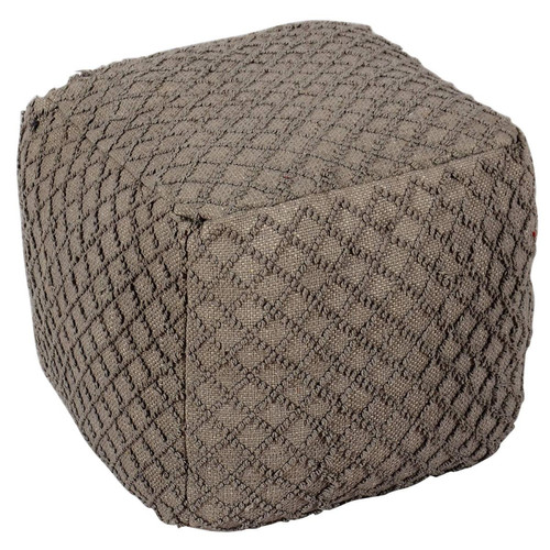 3S. x Home - Pouf Bruges Tissu Taupe - Pouf