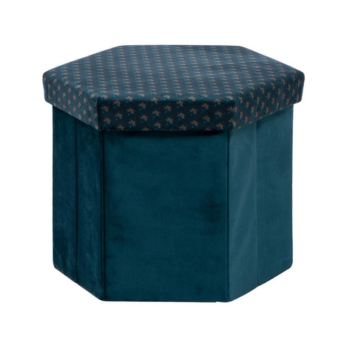 3S. x Home - Pouf pliant hexagonal bleu JILING - Meuble Et Déco Design