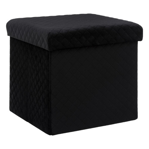 3S. x Home - Pouf pliable "Mix N' Modul" velour noir - Dressing Et Rangement Design