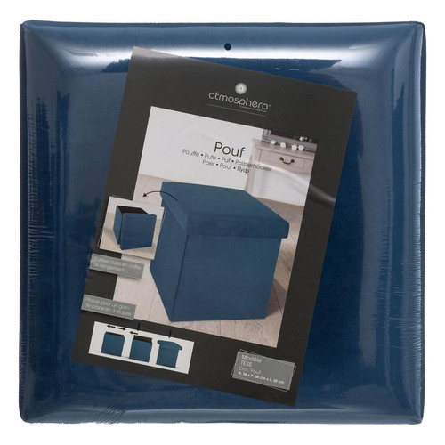 3S. x Home - Pouf pliant bleu foncé "Tess" - Meuble Et Déco Design