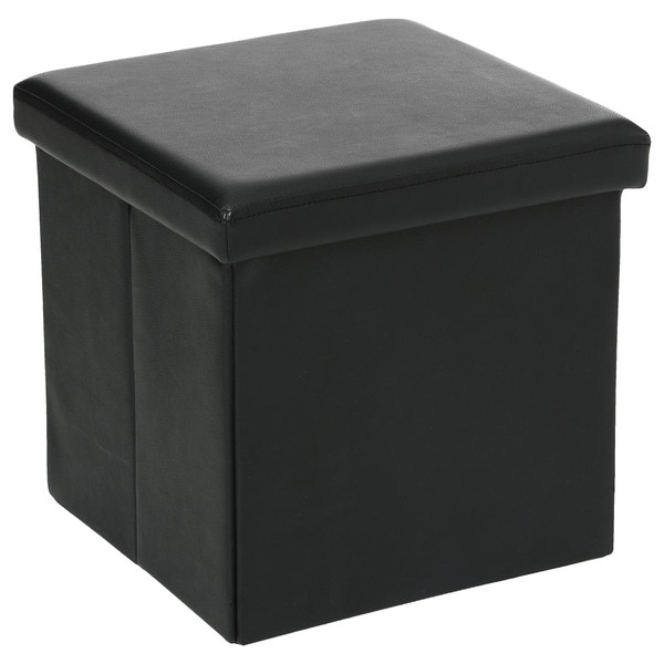 Pouf pliant carré PVC noir 38x38 3S. x Home Meuble & Déco