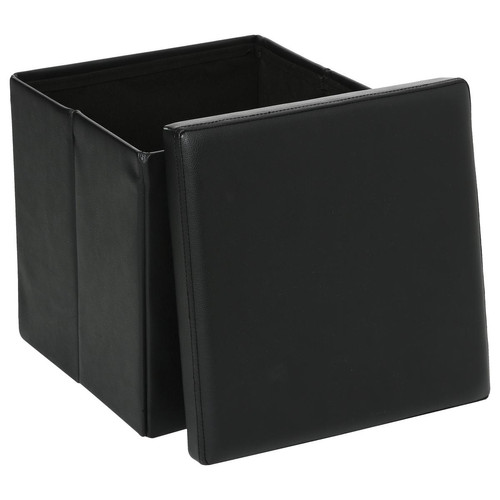 Pouf pliant carré PVC noir 38x38 3S. x Home