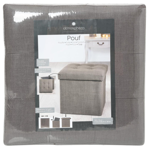 3S. x Home - Pouf pliant gris "Lysandre" - Pouf Design