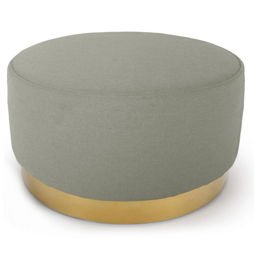 3S. x Home - Pouf Rond Daisy Tissu Beige Pied Or - Pouf
