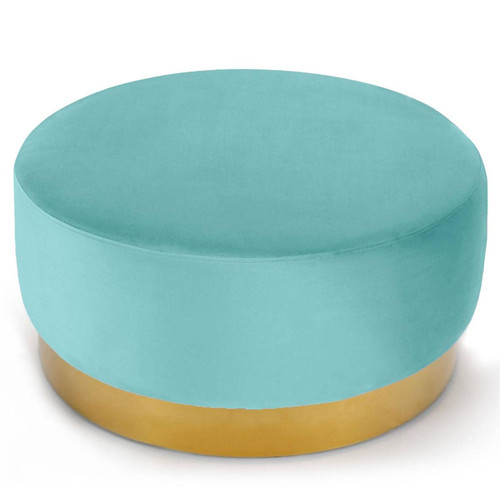 3S. x Home - Pouf Rond Daisy Velours Menthe Pied Or - Pouf