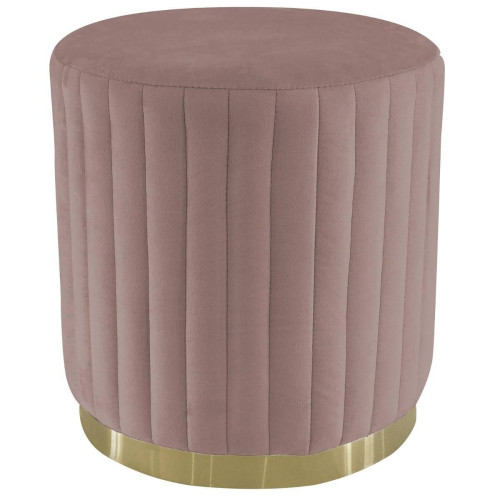 3S. x Home - Pouf rond Nutley Velours Rose - Pouf velours design