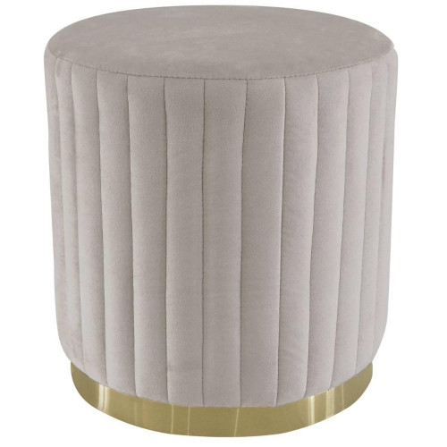 Pouf rond Nutley Velours Taupe Taupe 3S. x Home Meuble & Déco