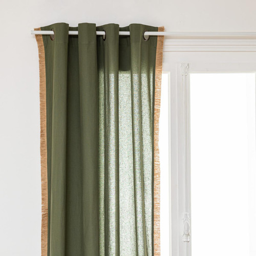 3S. x Home - Rideau "Bota", coton et jute, vert kaki, 140x260 cm - Rideaux Design