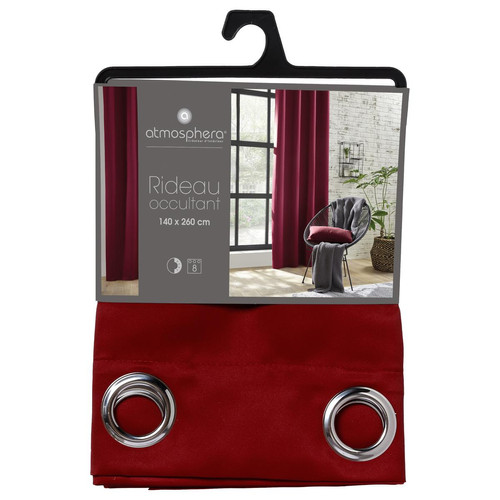 3S. x Home - Rideau occultant uni rouge 140x260 - Stores