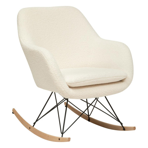 3S. x Home - Rocking-chair H83cm  en bouclette blanc - Fauteuil Design