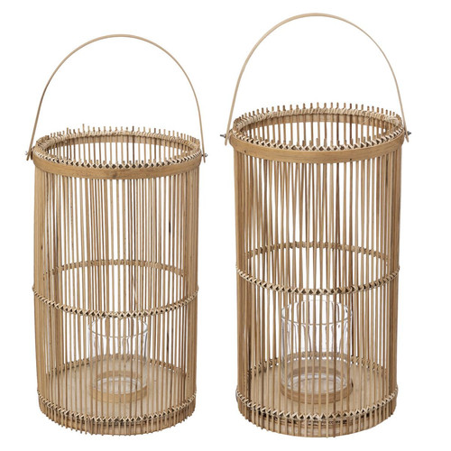 3S. x Home - Set de 2 lanterne bambou "Max" H40 beige - Lampes et luminaires Design