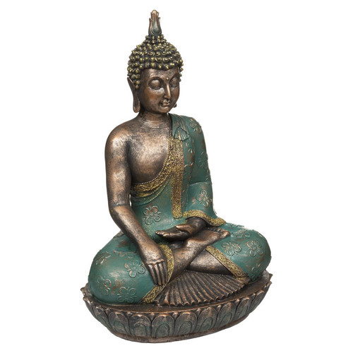 3S. x Home - Statuette "Bouddha", résine, bleu, H43,5 cm - Sélection Fête Des Mères Meuble & Déco