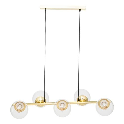 3S. x Home - Suspension verre 5 boules "Collectionneur" dorée - Lampes et luminaires Design