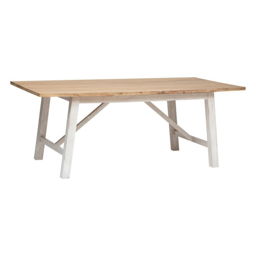 3S. x Home - Table à manger blanche en acacia  - Table Design