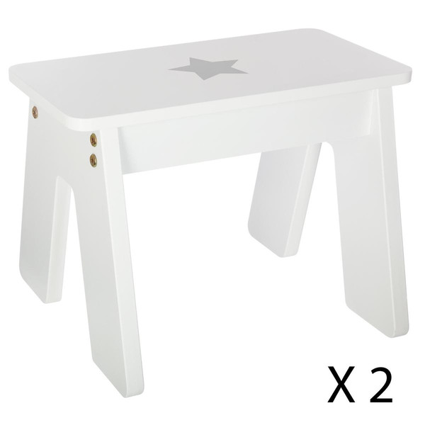 Table banc + 2 tabourets garçon blanc  Blanc 3S. x Home Meuble & Déco
