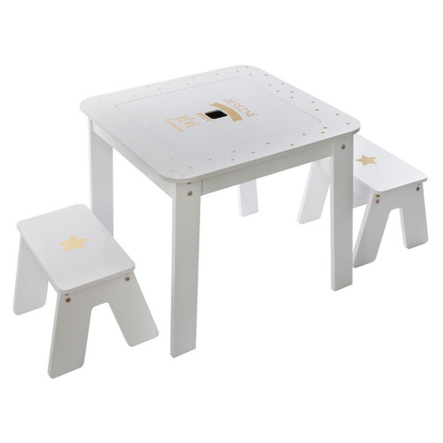 3S. x Home - Table banc + de tabourets fille blanc - Bureau Enfant Design