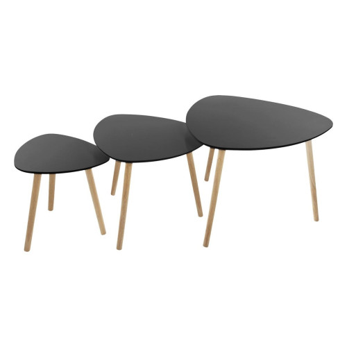 3S. x Home - Table café "Mileo" noir x3 - Table Basse Design
