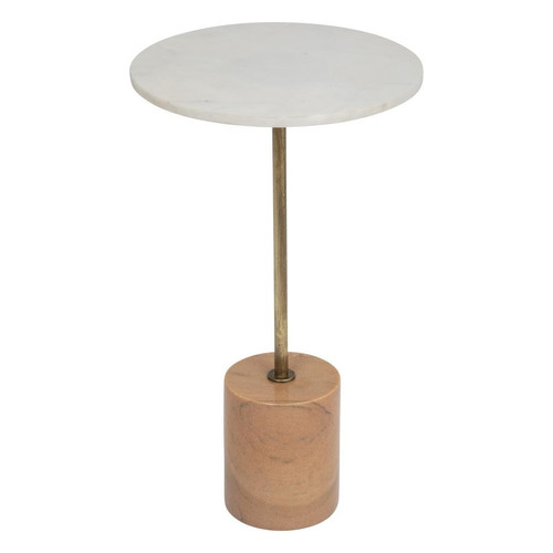 3S. x Home - Table d'appoint "Ilian", marbre et métal, blanc - Meuble Et Déco Design