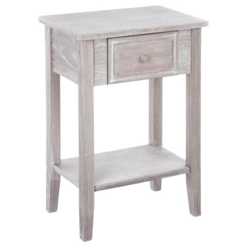 3S. x Home - Table de chevet bois naturel blanc - Table De Chevet Design