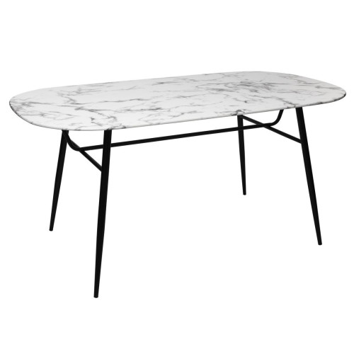 3S. x Home - Table Diner Effet Marbre 160 X 90 - Table basse blanche design