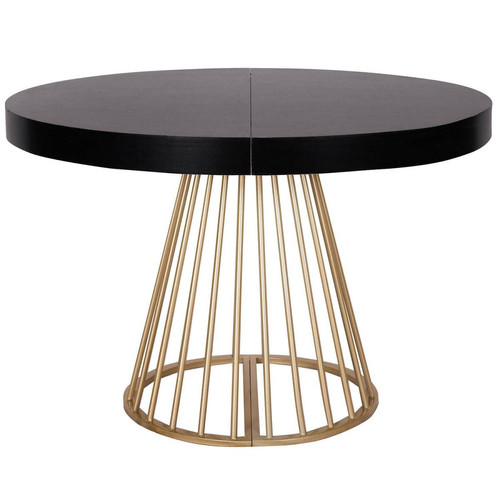 3S. x Home - Table ronde extensible Soare Noir pieds Or - Table Extensible Design