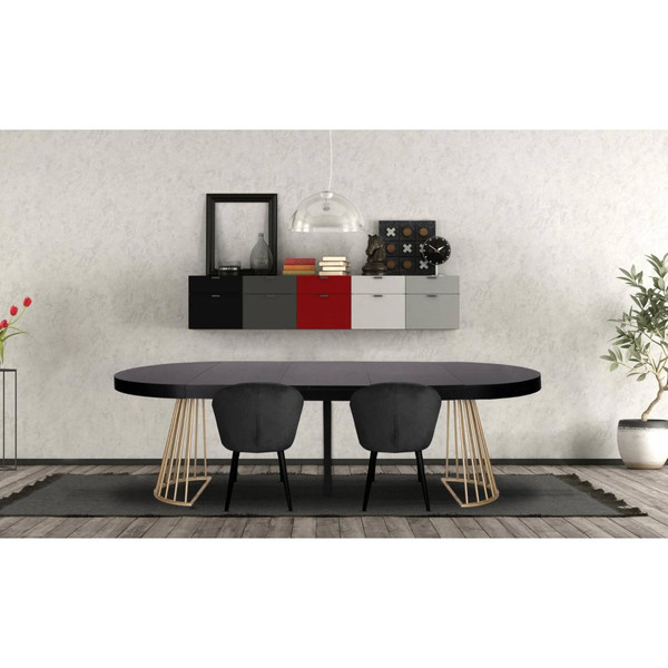 Table ronde extensible Soare Noir pieds Or 3S. x Home
