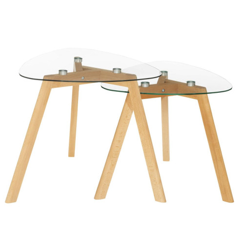 3S. x Home - Tables gigognes "Thalie", verre tempé et hêtre - Meuble Et Déco Design