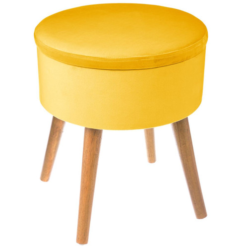 3S. x Home - Tabouret coffre velours moutarde - Pouf