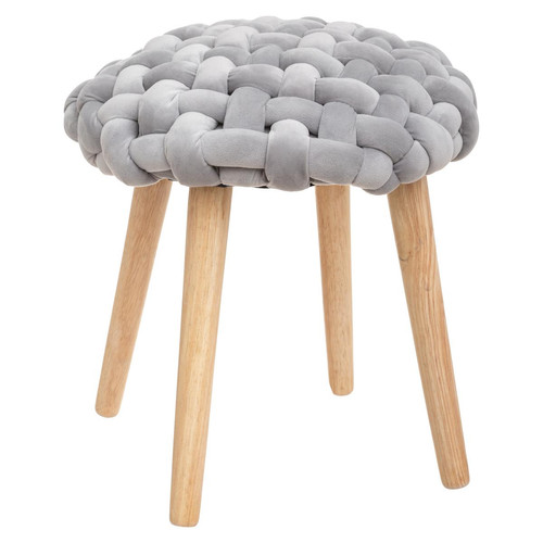 3S. x Home - Tabouret Tricot Gris Cosy - Tabourets scandinaves
