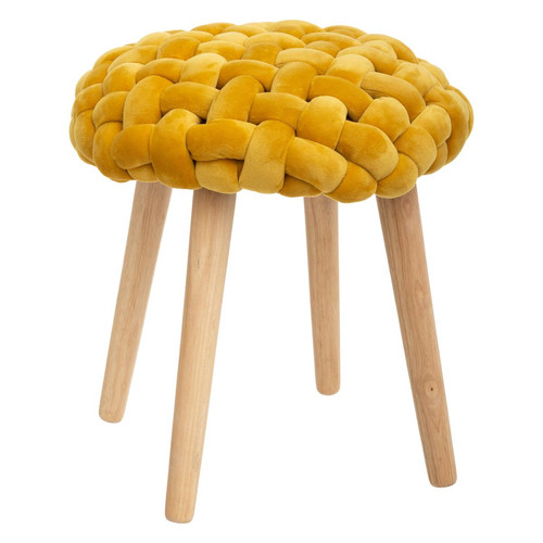 3S. x Home - Tabouret Tricot Moutarde Cosy - Tabouret Design