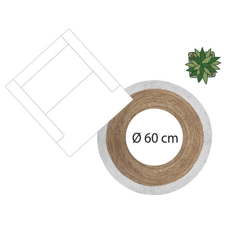 3S. x Home - Tapis jute bord blanc D120 - Meuble Et Déco Design