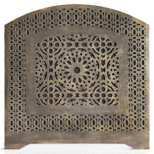 3S. x Home - Tête de lit style oriental bois sculpté Agraba 120cm Bronze - Tête De Lit Design