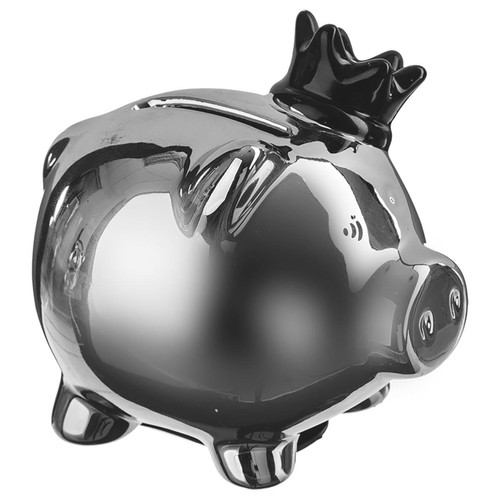 3S. x Home - Tirelire cochon Argent couronne  - Objets Déco Design